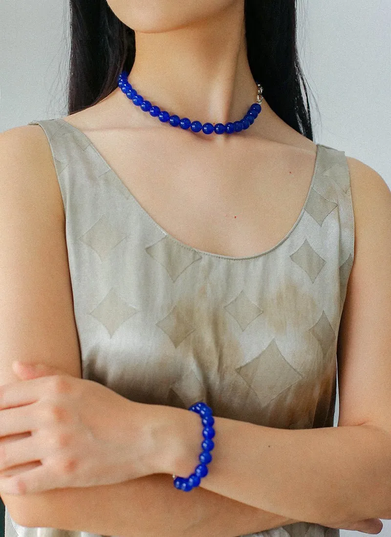 Blue Agate Beaded Figure 8 Buckle Bracelet