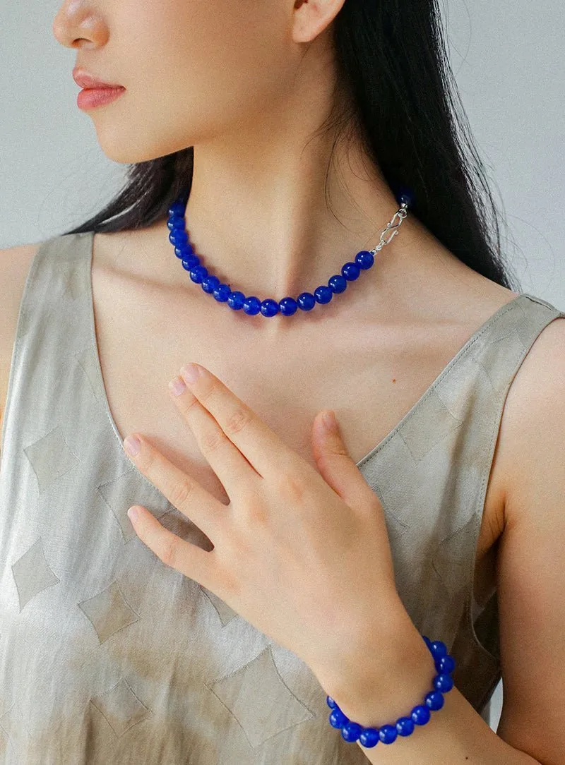 Blue Agate Beaded Figure 8 Buckle Bracelet