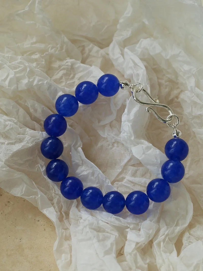 Blue Agate Beaded Figure 8 Buckle Bracelet