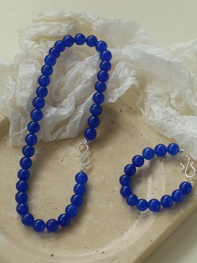 Blue Agate Beaded Figure 8 Buckle Bracelet