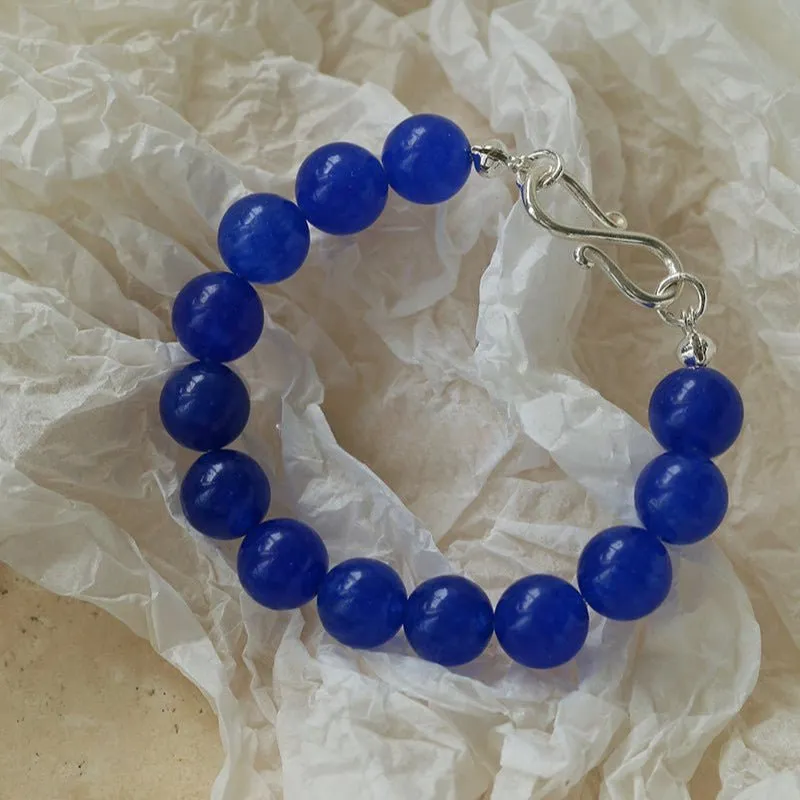 Blue Agate Beaded Figure 8 Buckle Bracelet