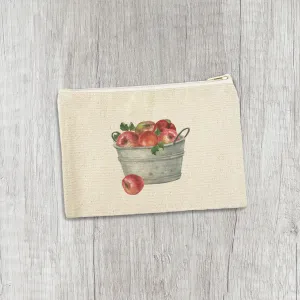 Bucket of Red Apples - Canvas Zipper Pouch