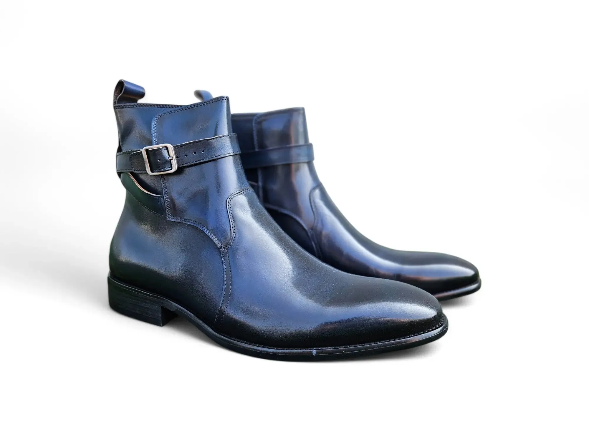 Buckle Leather Strap Boots