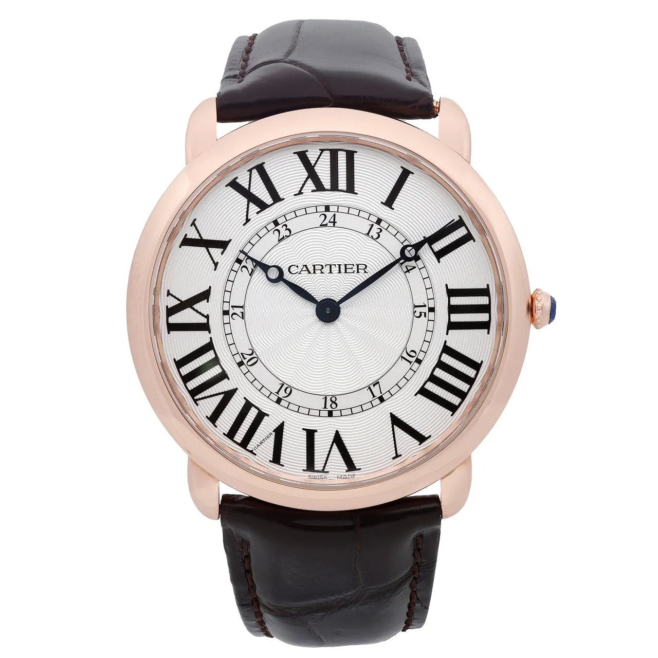 Cartier Ronde Louis 42mm 18K Rose Gold Silver Dial Watch W6801004