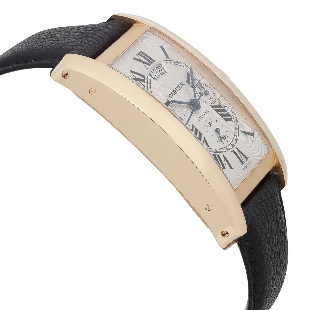 Cartier Tank Americaine XL 18K Yellow Gold Silver Dial Watch W2609356