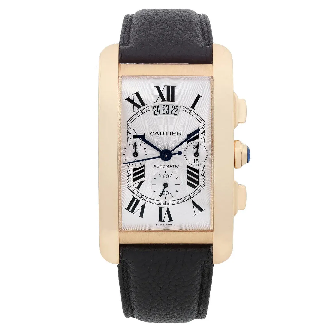 Cartier Tank Americaine XL 18K Yellow Gold Silver Dial Watch W2609356
