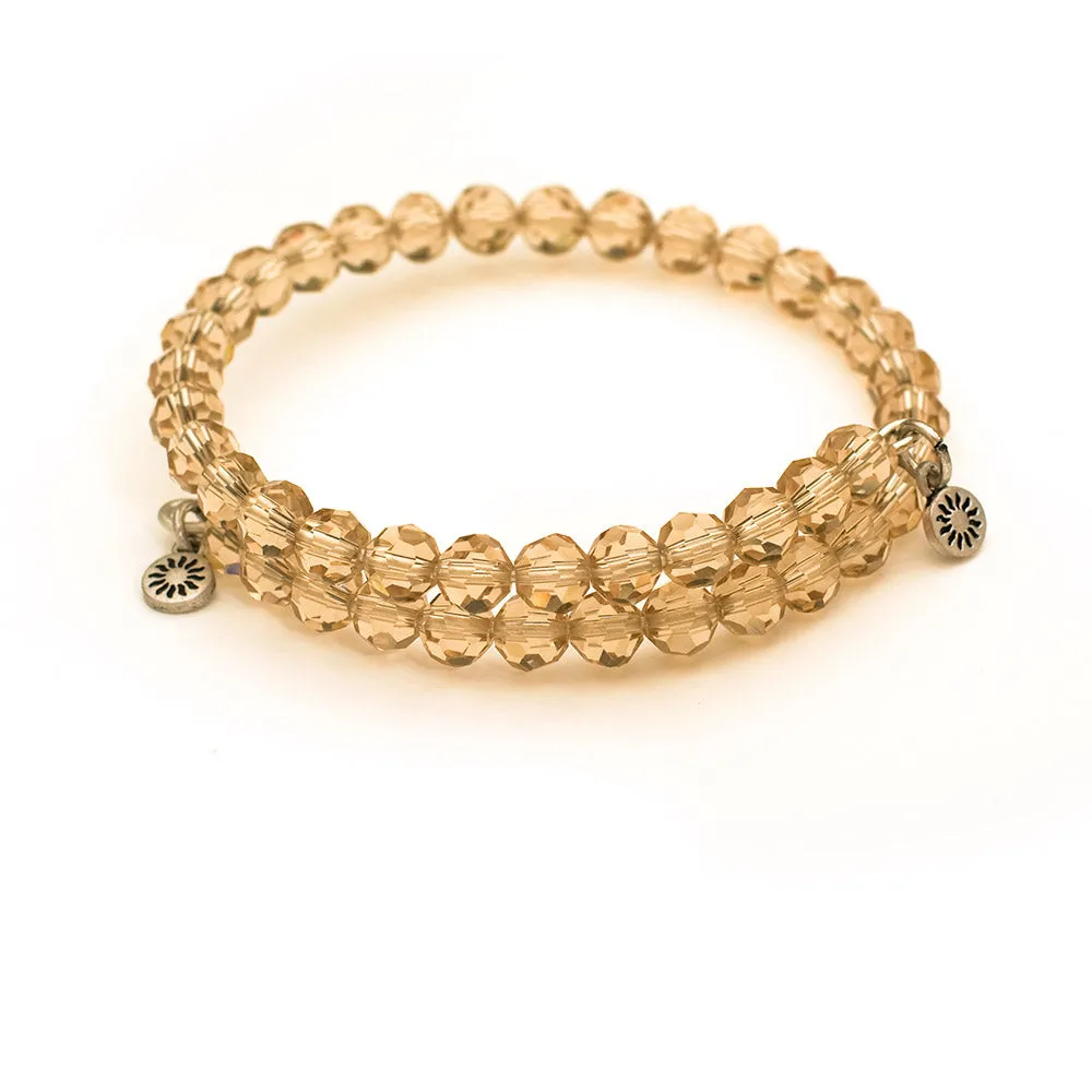 Champagne Crystal, Cufflet Antique Silver Color Finish