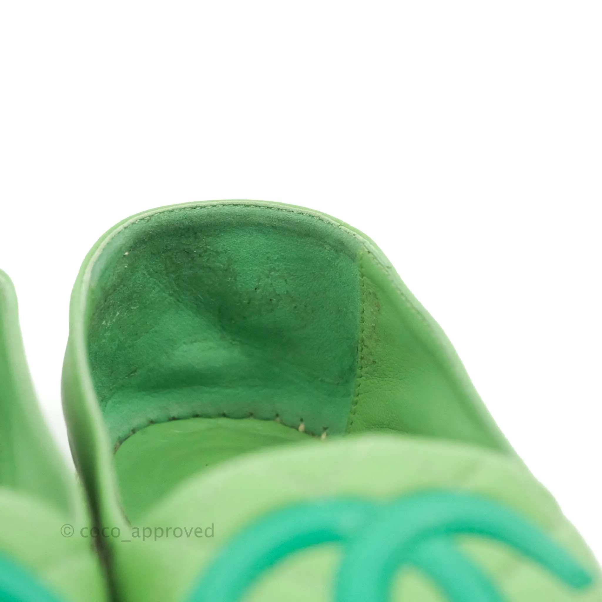 Chanel CC Espadrilles Quilted Green Lambskin Size 37