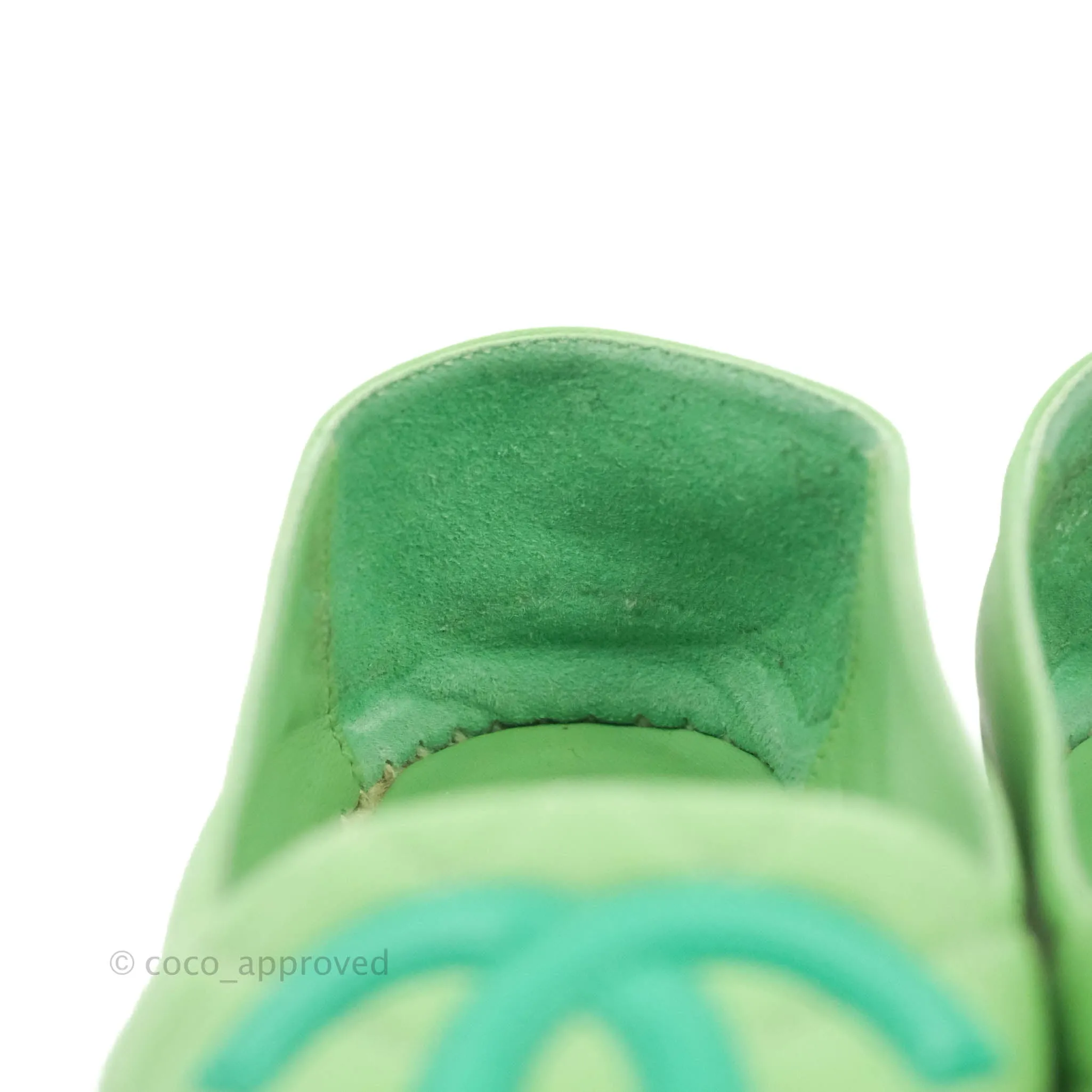 Chanel CC Espadrilles Quilted Green Lambskin Size 37