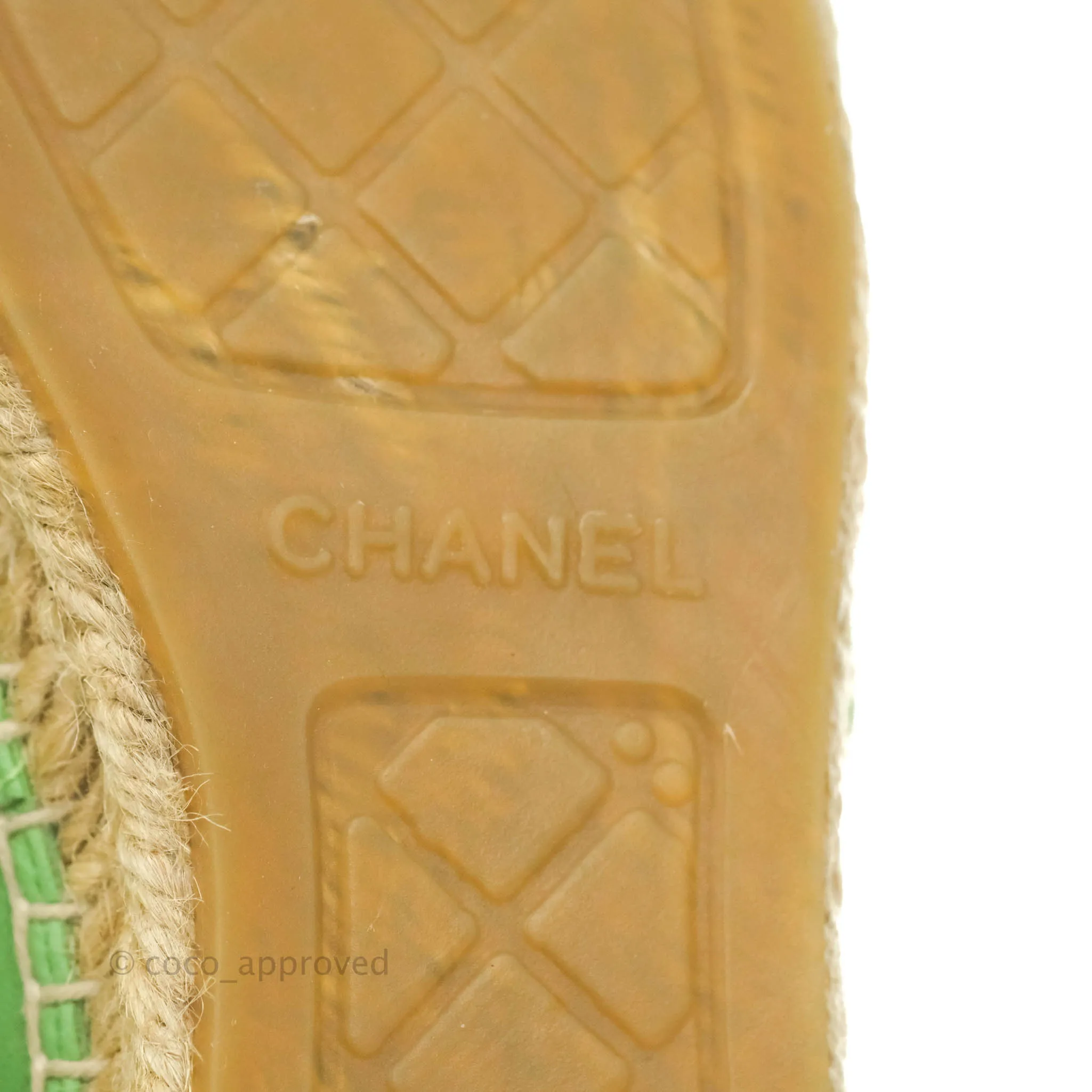Chanel CC Espadrilles Quilted Green Lambskin Size 37