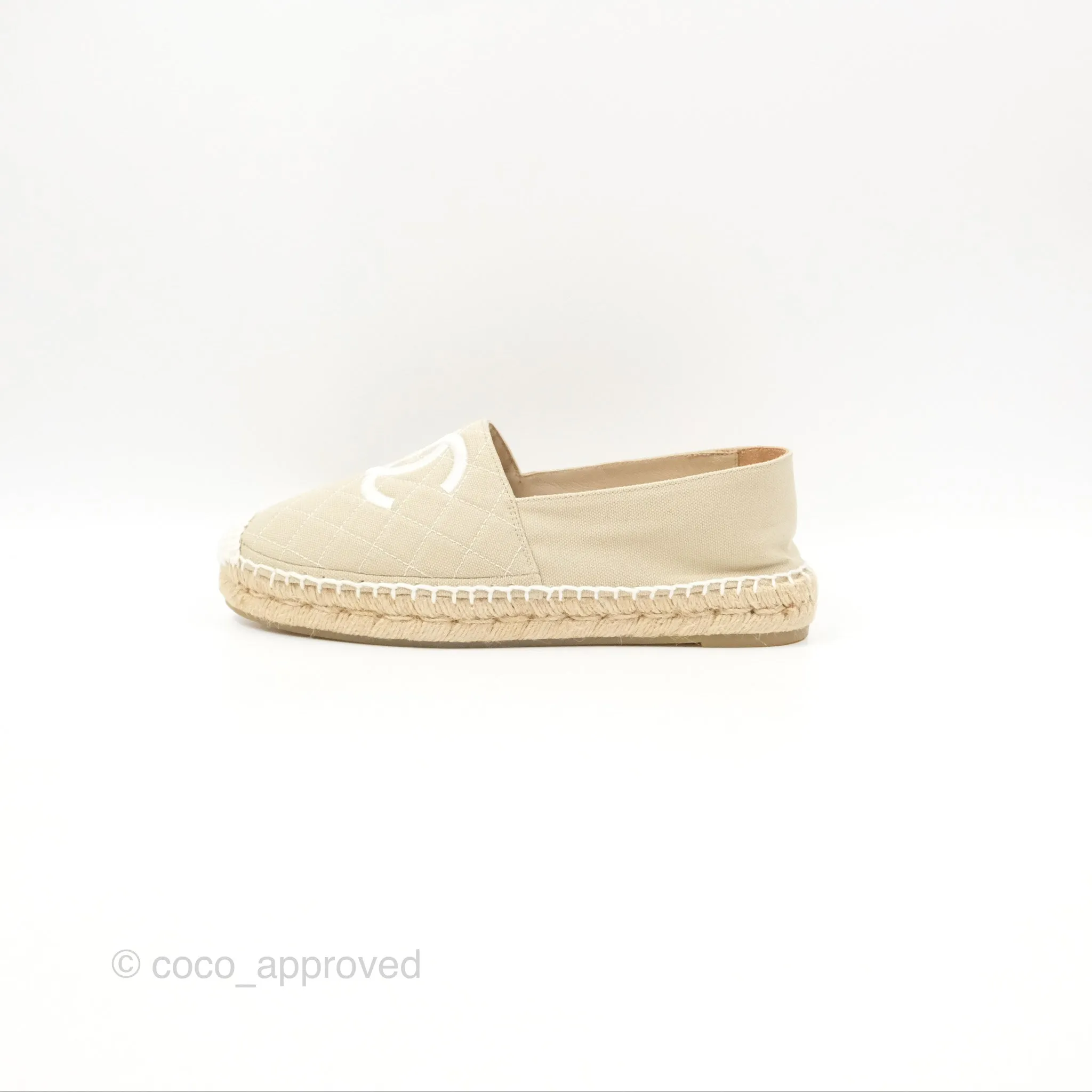 Chanel Espadrilles Beige White Size 40
