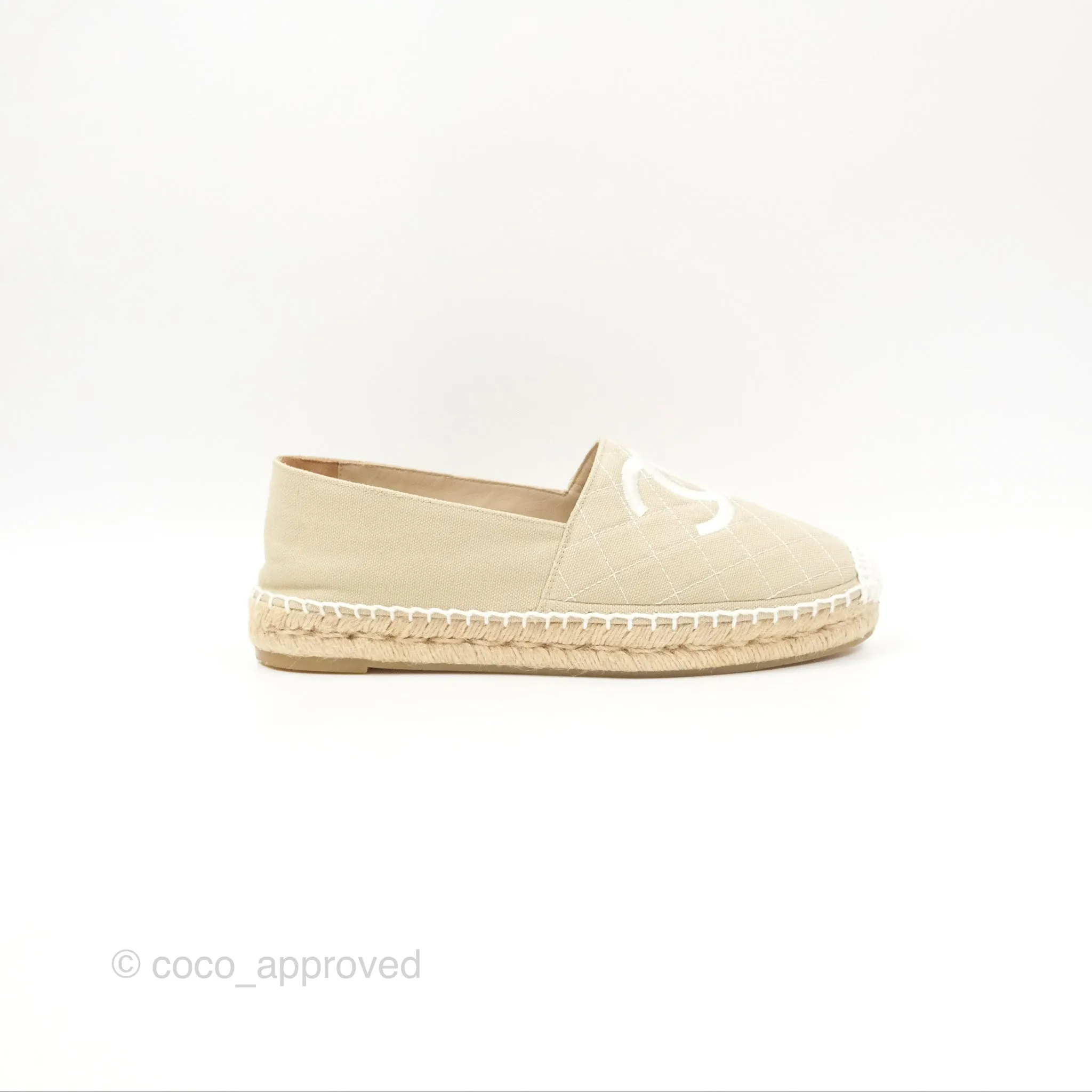 Chanel Espadrilles Beige White Size 40