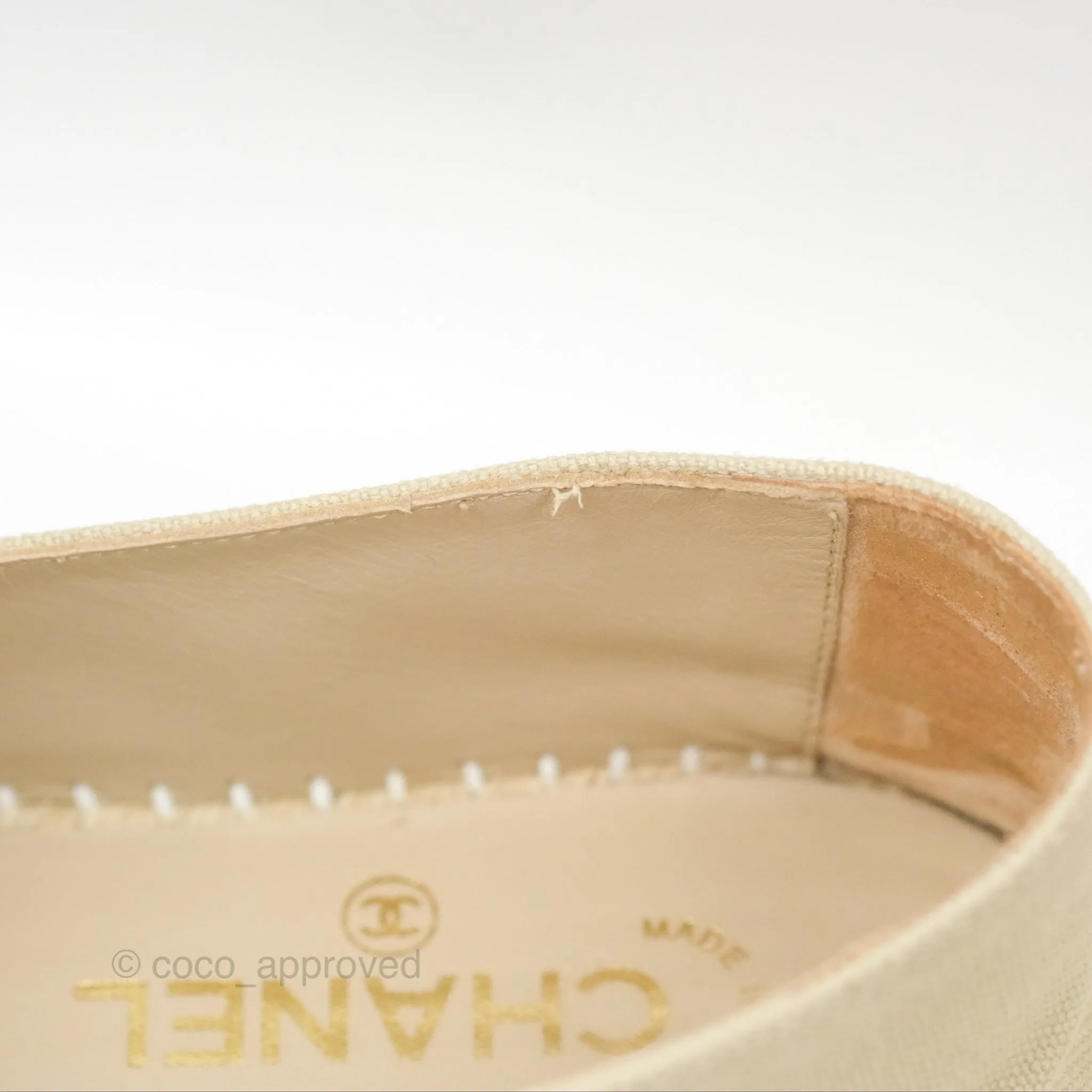 Chanel Espadrilles Beige White Size 40