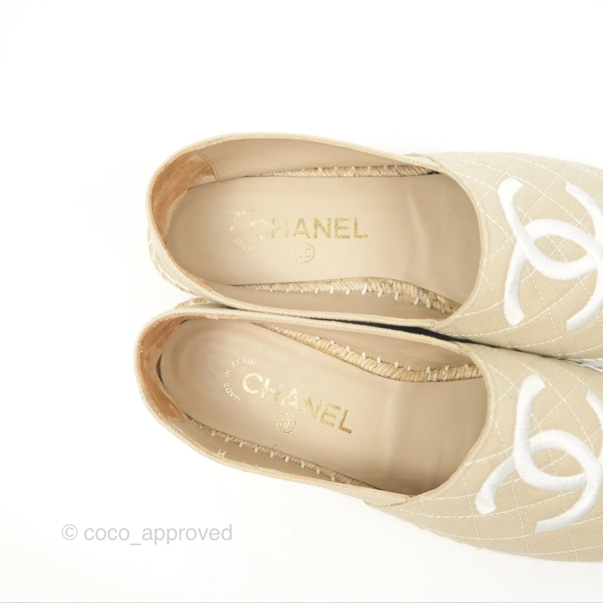 Chanel Espadrilles Beige White Size 40