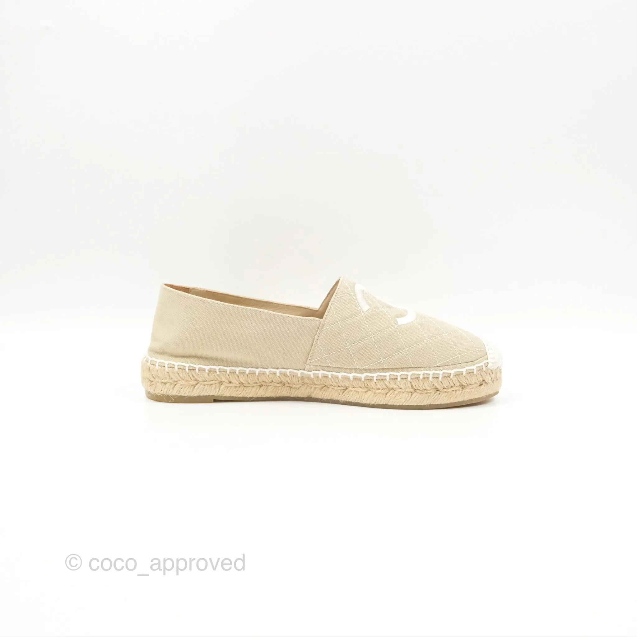 Chanel Espadrilles Beige White Size 40
