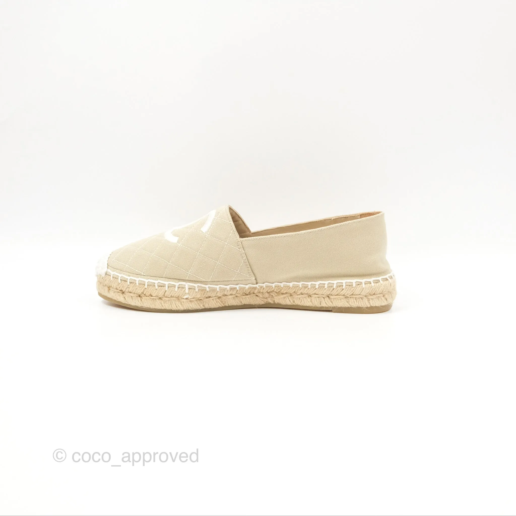 Chanel Espadrilles Beige White Size 40