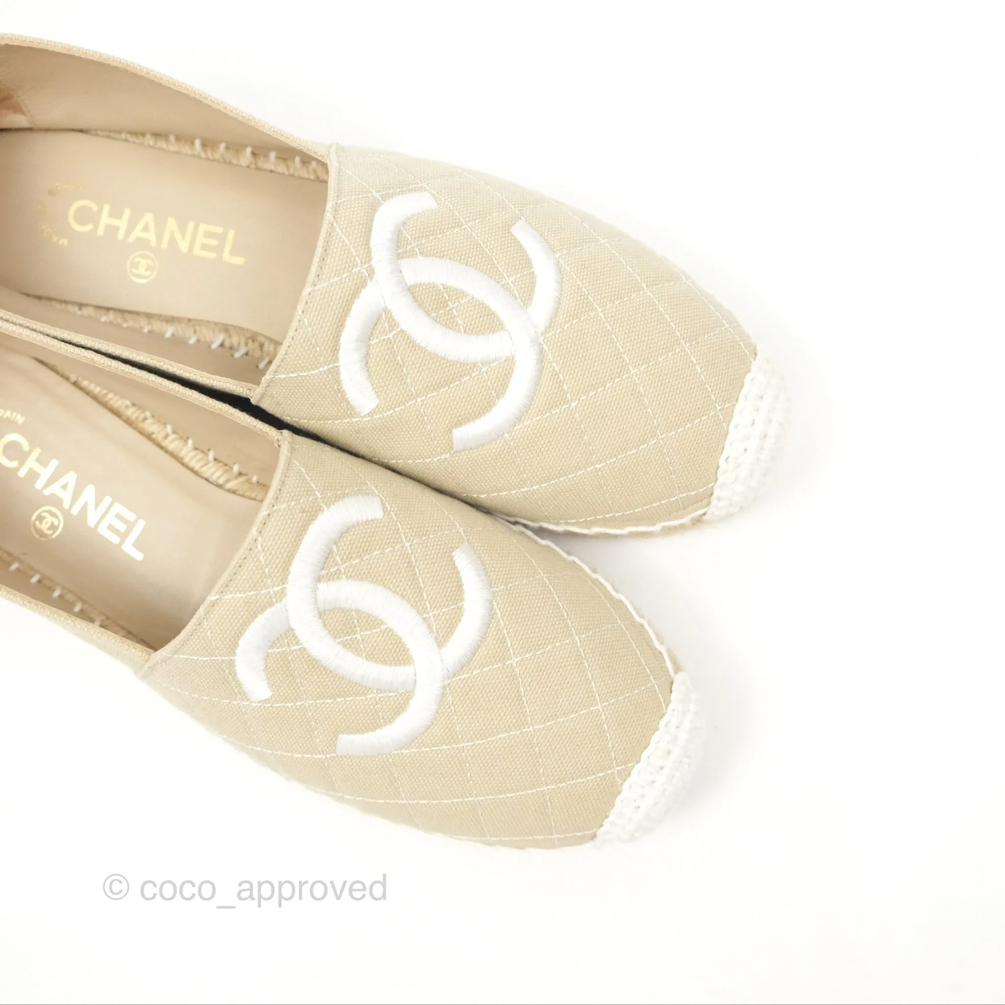 Chanel Espadrilles Beige White Size 40