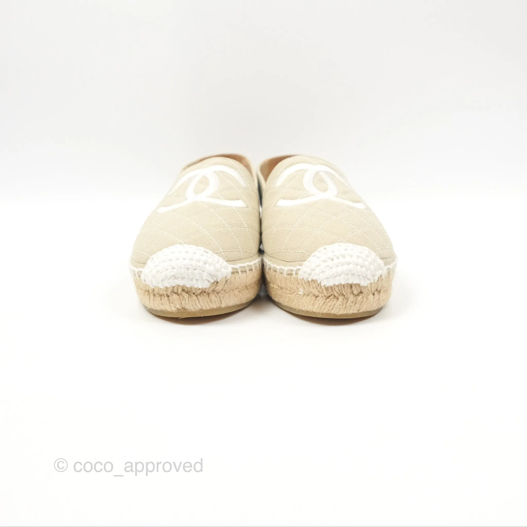 Chanel Espadrilles Beige White Size 40