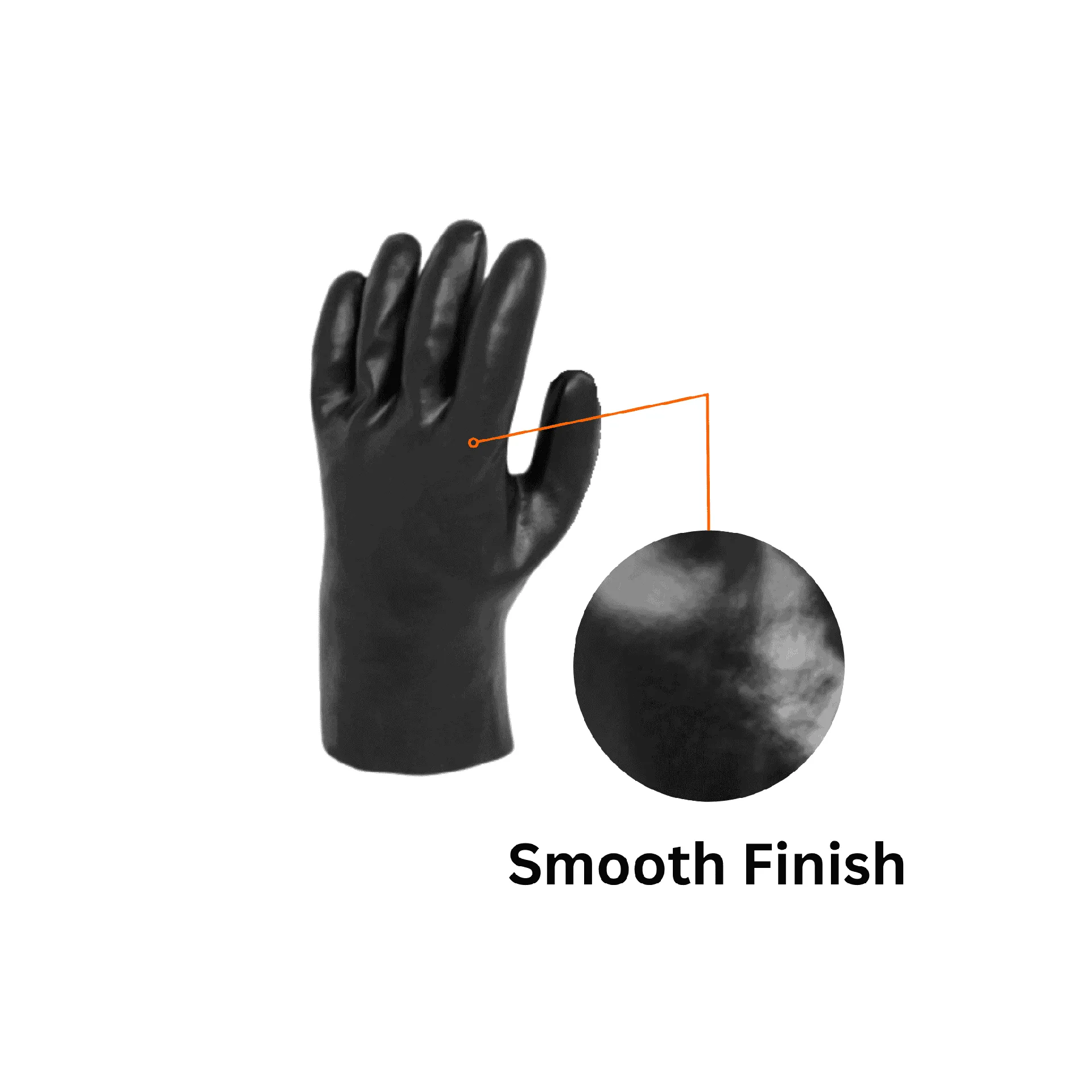 Chemical Resistant PVC Glove - 10" Black Smooth Finish