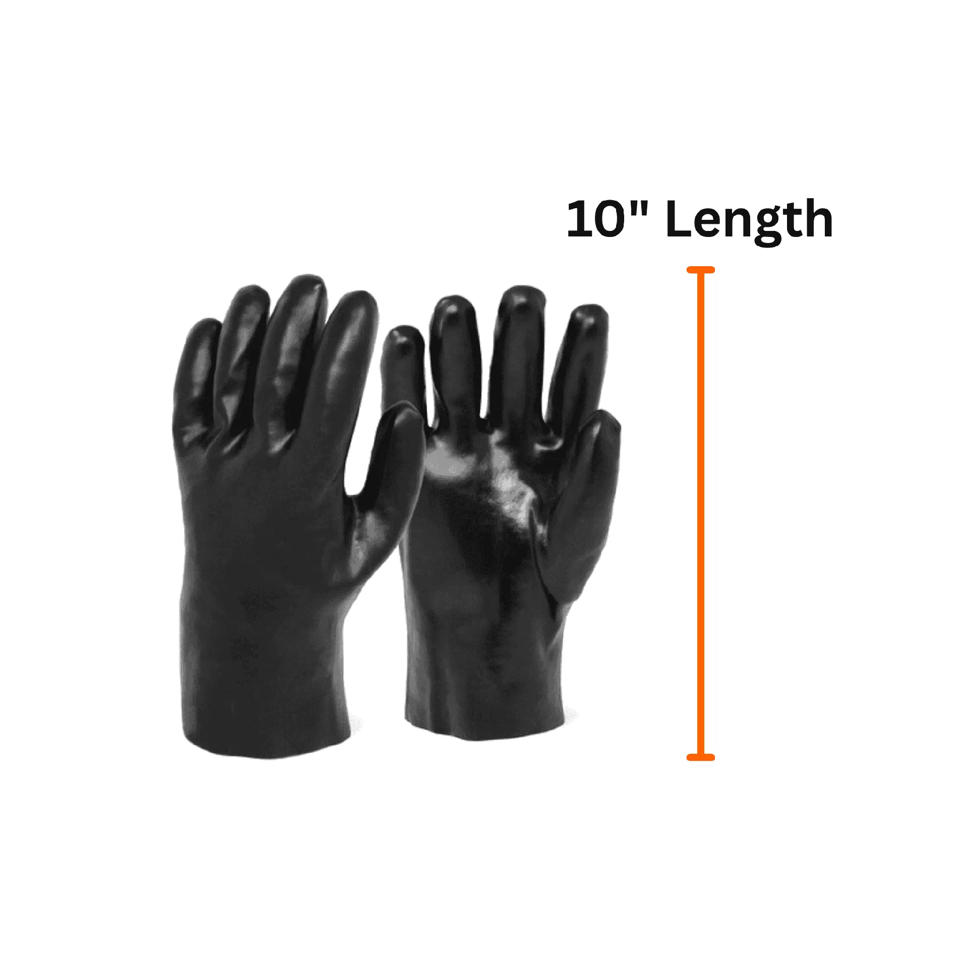 Chemical Resistant PVC Glove - 10" Black Smooth Finish