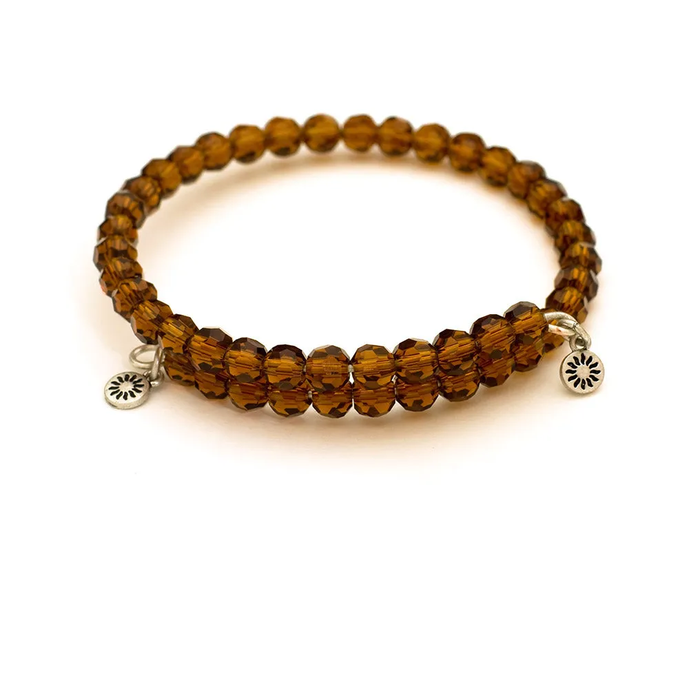 Chestnut Crystal, Cufflet Antique Silver Color Finish