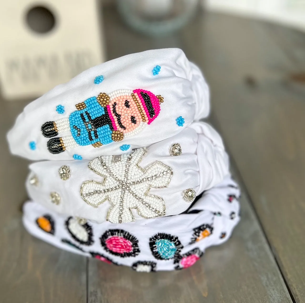 Christmas Pink Blue Nutcracker Beaded Headband OBX Exclusive