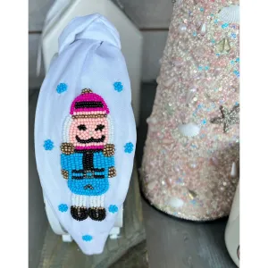Christmas Pink Blue Nutcracker Beaded Headband OBX Exclusive.