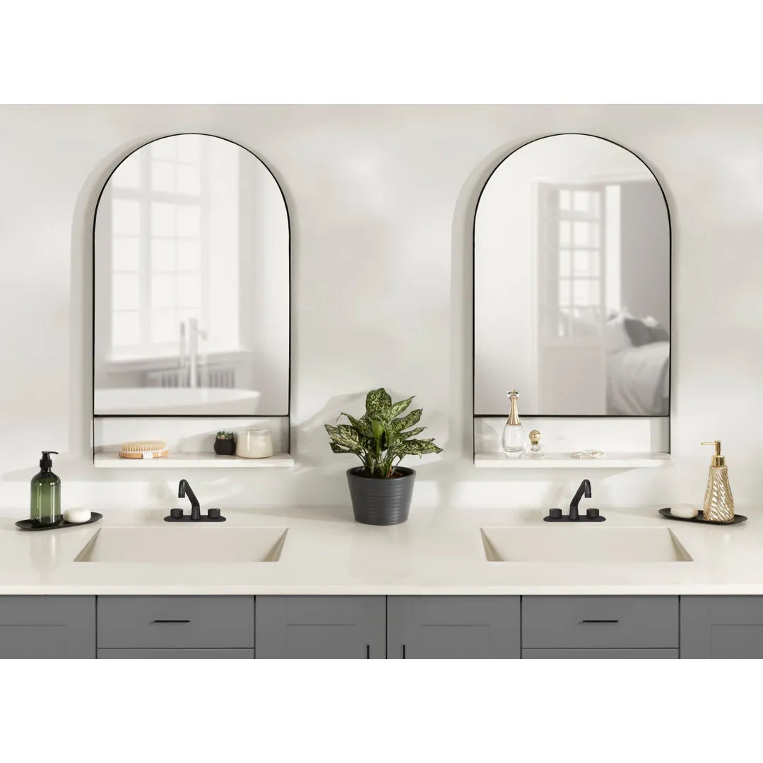 Cielo with Shelves Wall Mirror Joss & Main Size: 34" x 20" Finish: Black/White