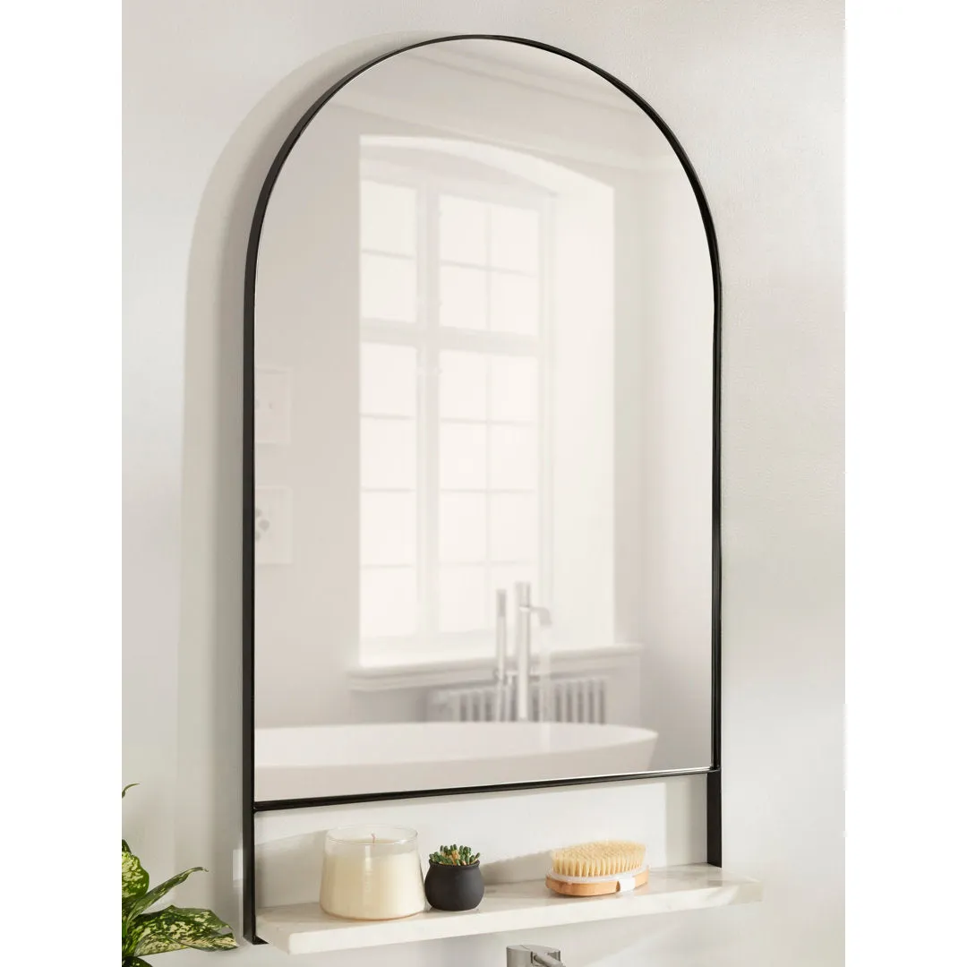 Cielo with Shelves Wall Mirror Joss & Main Size: 34" x 20" Finish: Black/White