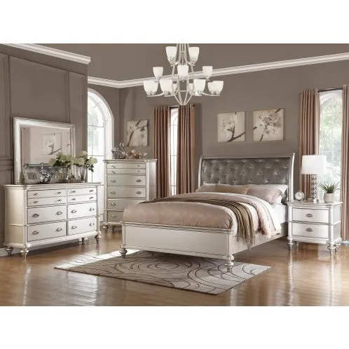 Classic Bedroom Elegant Nightstand Beige White Finish Or Antique