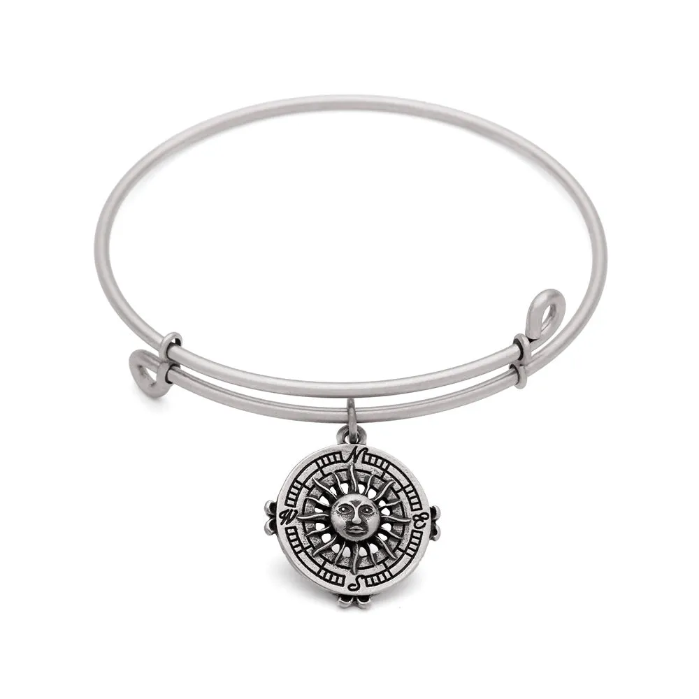 Compass, Bangle Antique Silver Color Finish