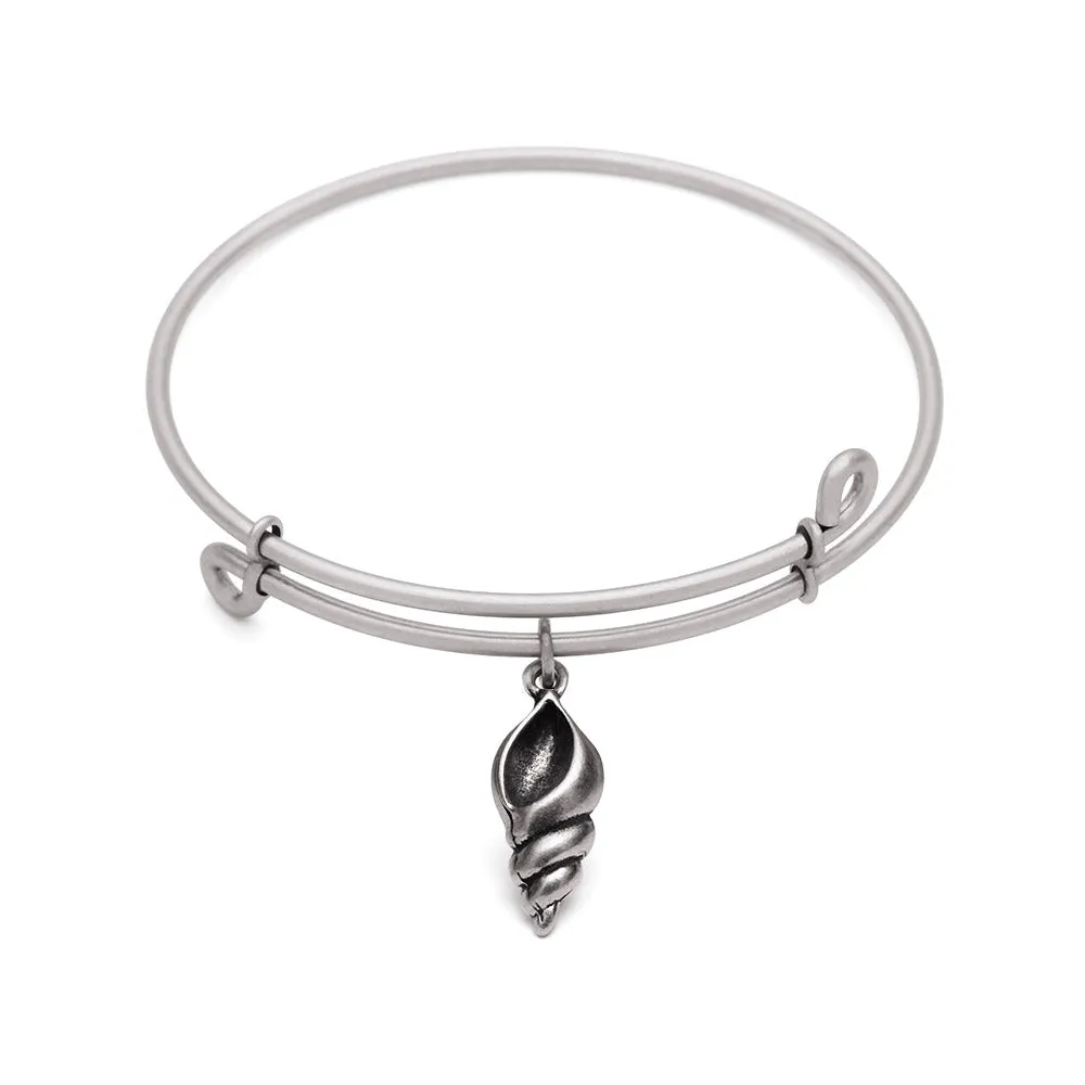 Conch Shell, Bangle Antique Silver Color Finish