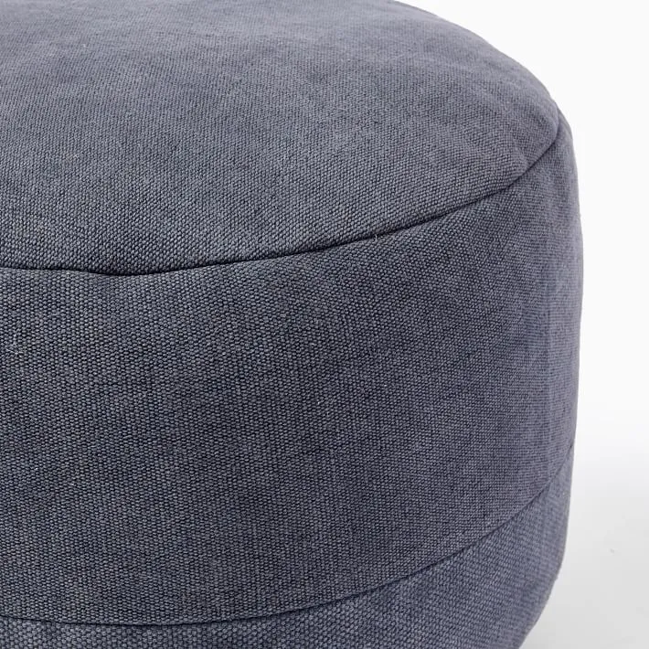 Cotton Canvas Round Pouf