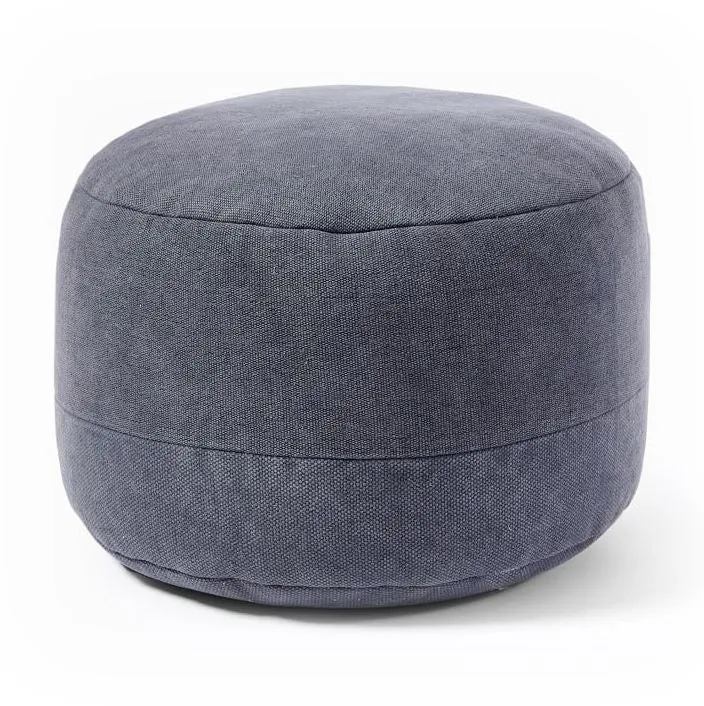 Cotton Canvas Round Pouf