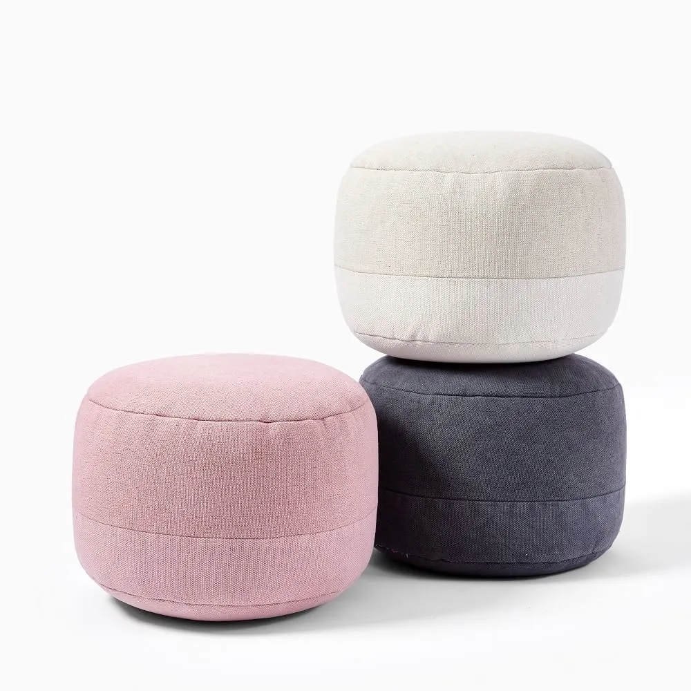 Cotton Canvas Round Pouf