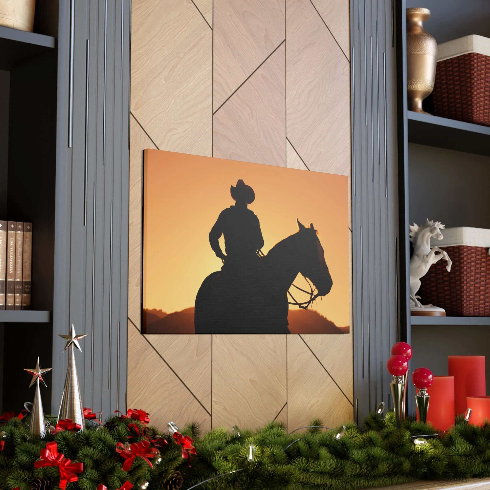 Cowboy Sunset Canvas Gallery Wraps