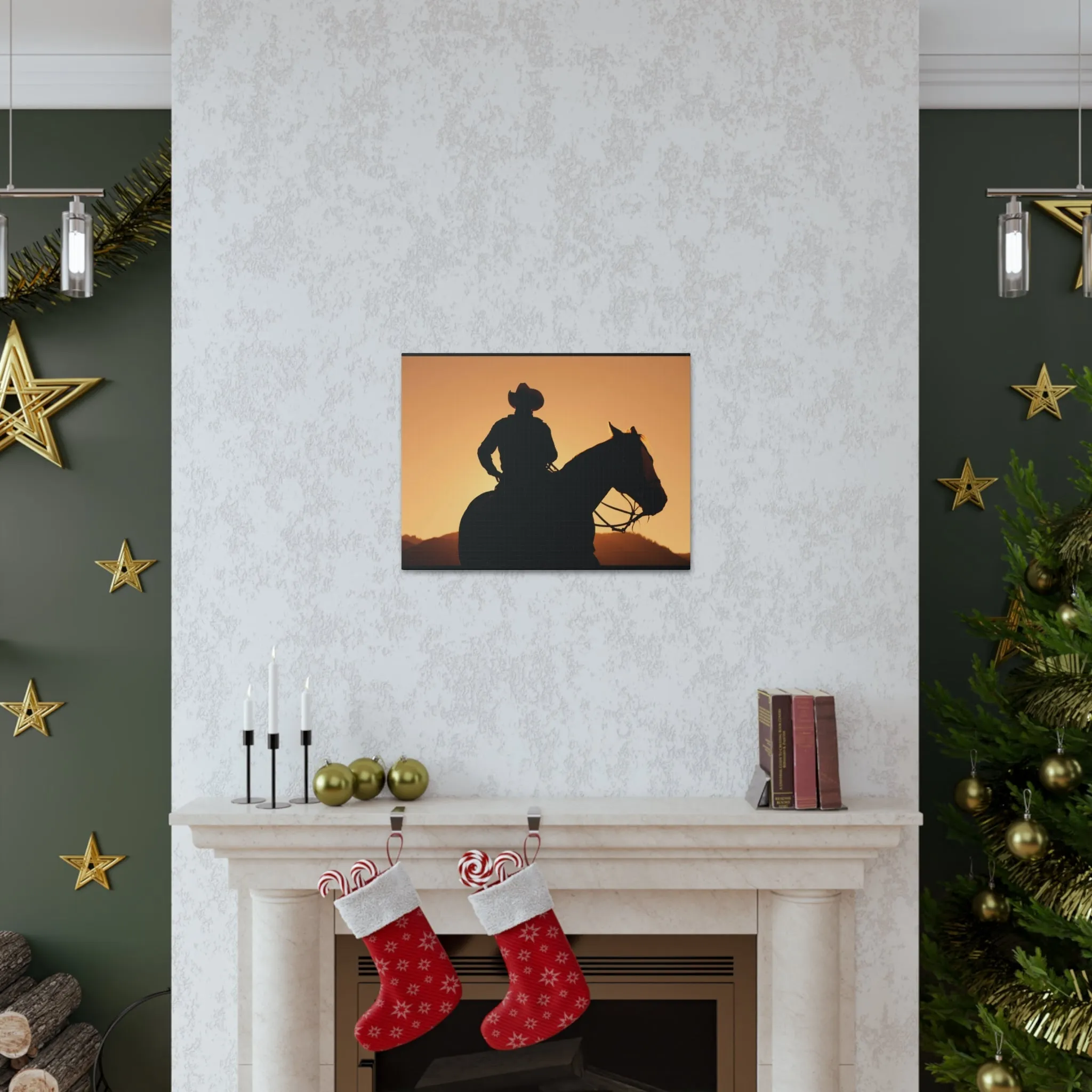 Cowboy Sunset Canvas Gallery Wraps