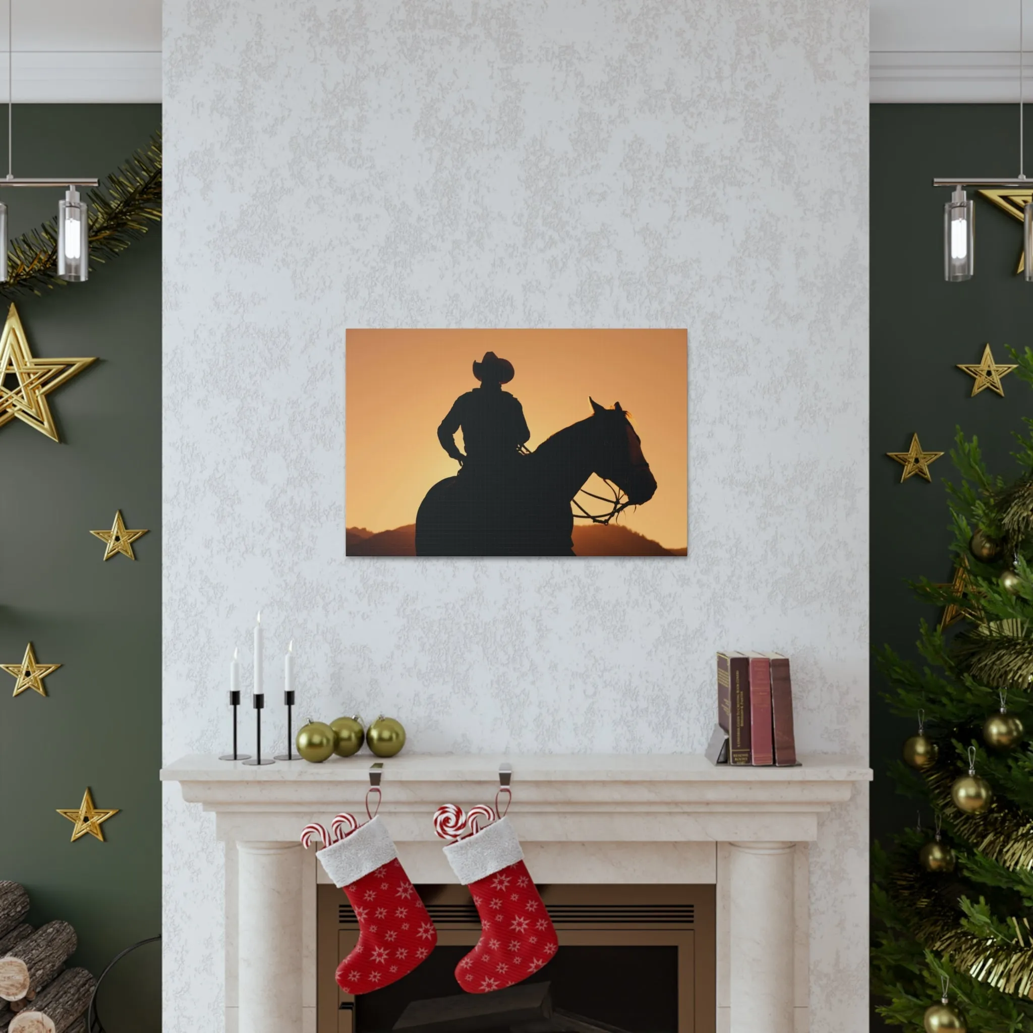 Cowboy Sunset Canvas Gallery Wraps