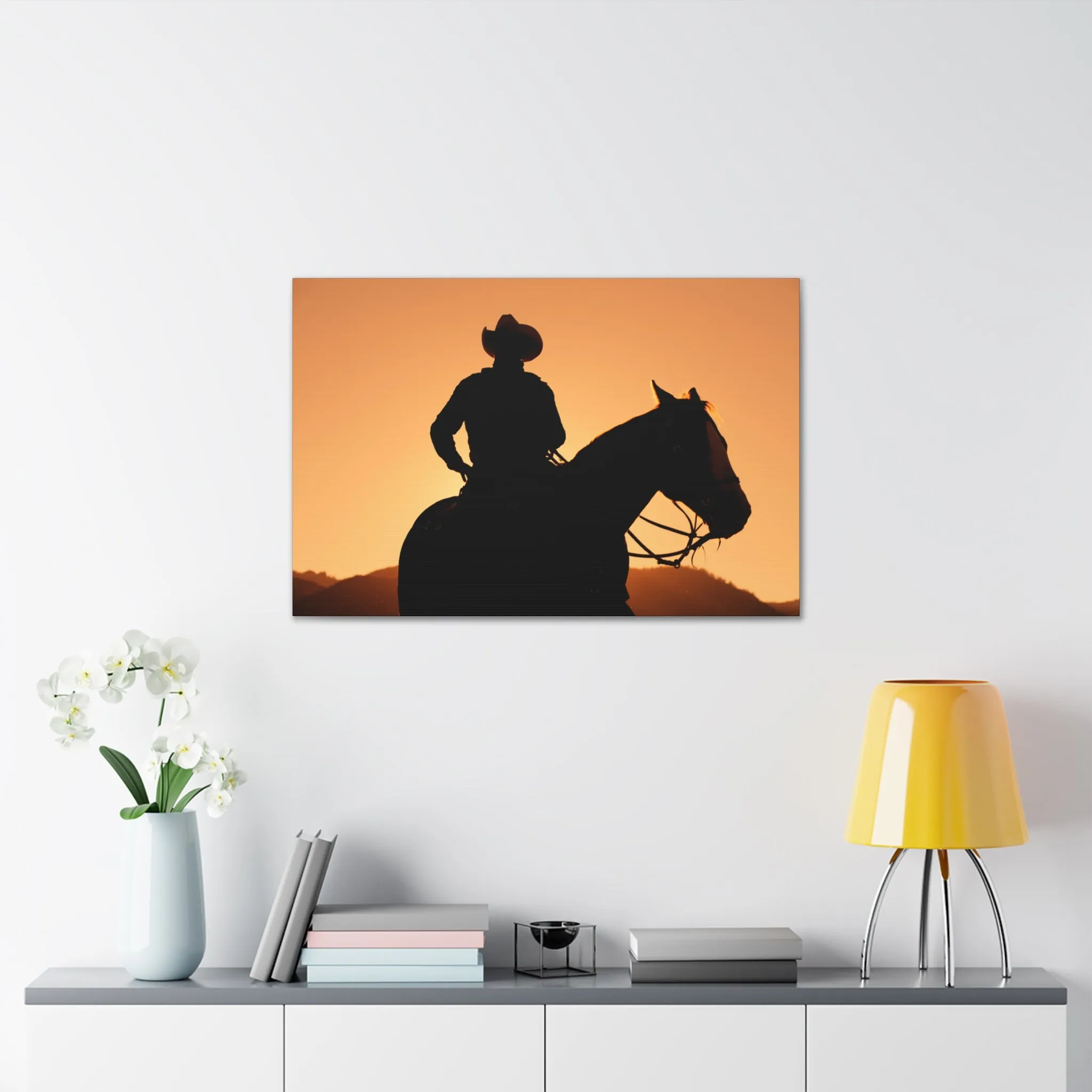 Cowboy Sunset Canvas Gallery Wraps