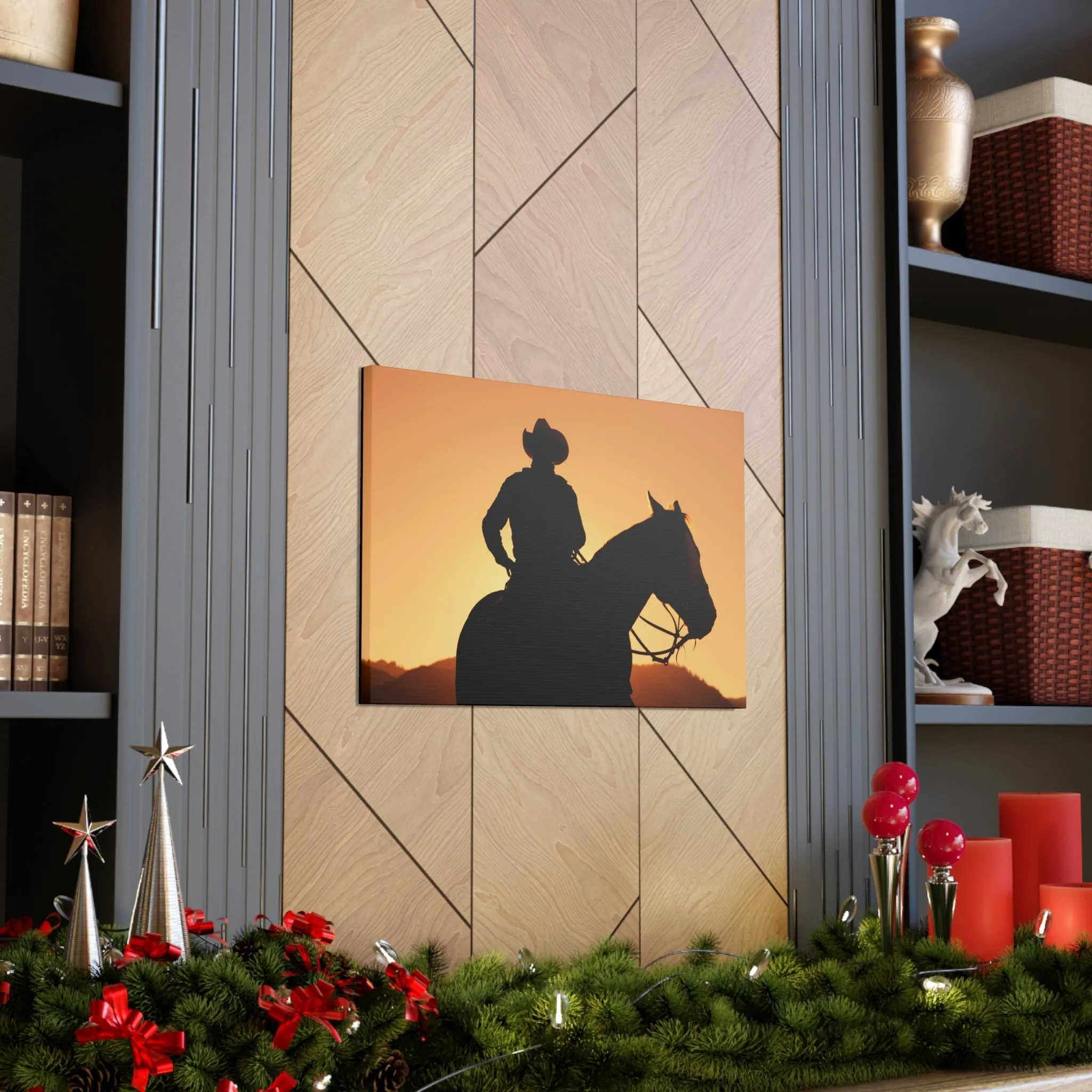 Cowboy Sunset Canvas Gallery Wraps