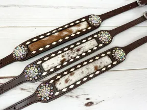 Cowhide & Leather - Buckstitch Crystal Concho Wither Strap