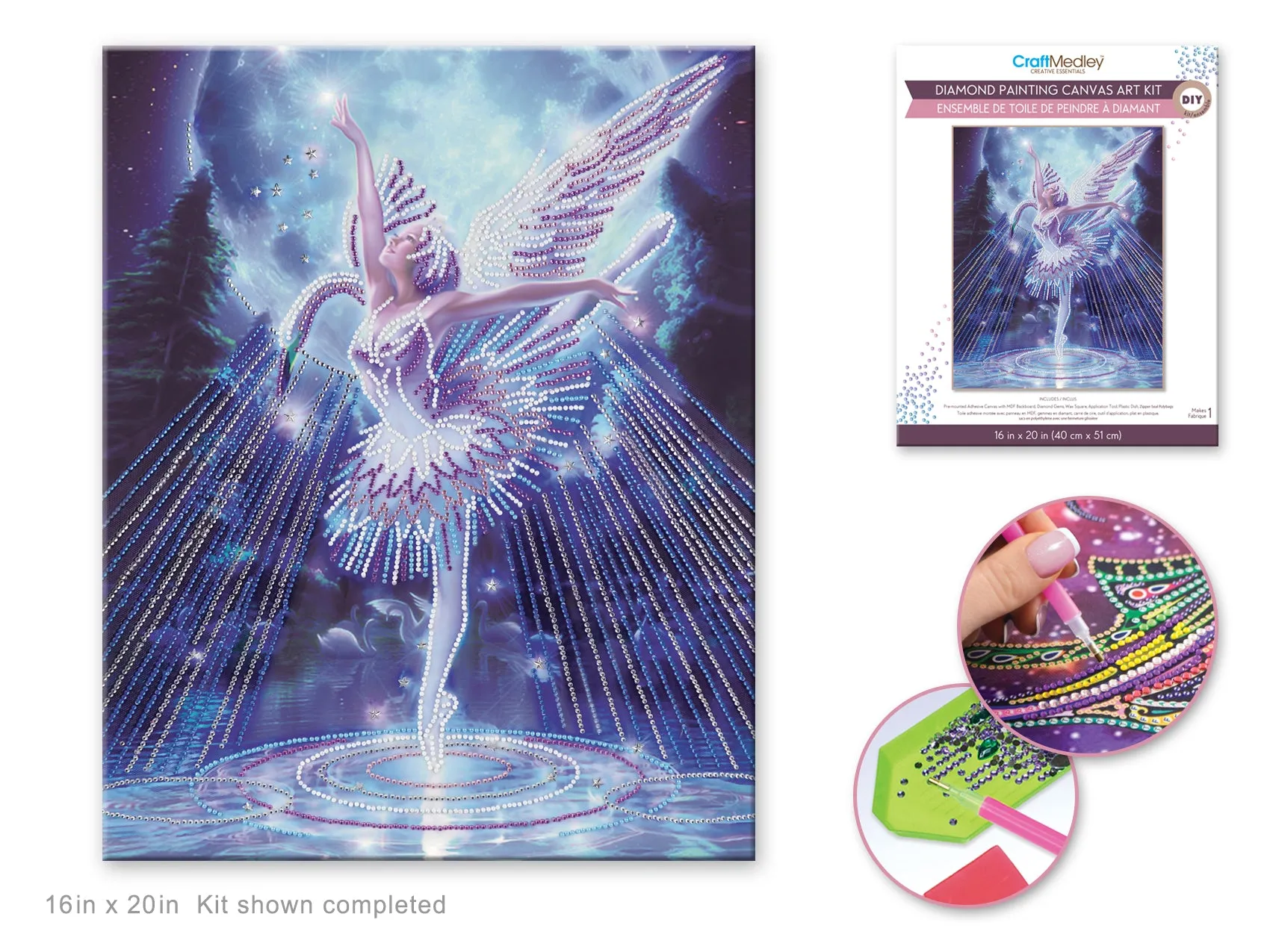 Craft Medley Diamond Painting Canvas Art Kit-Ballerina