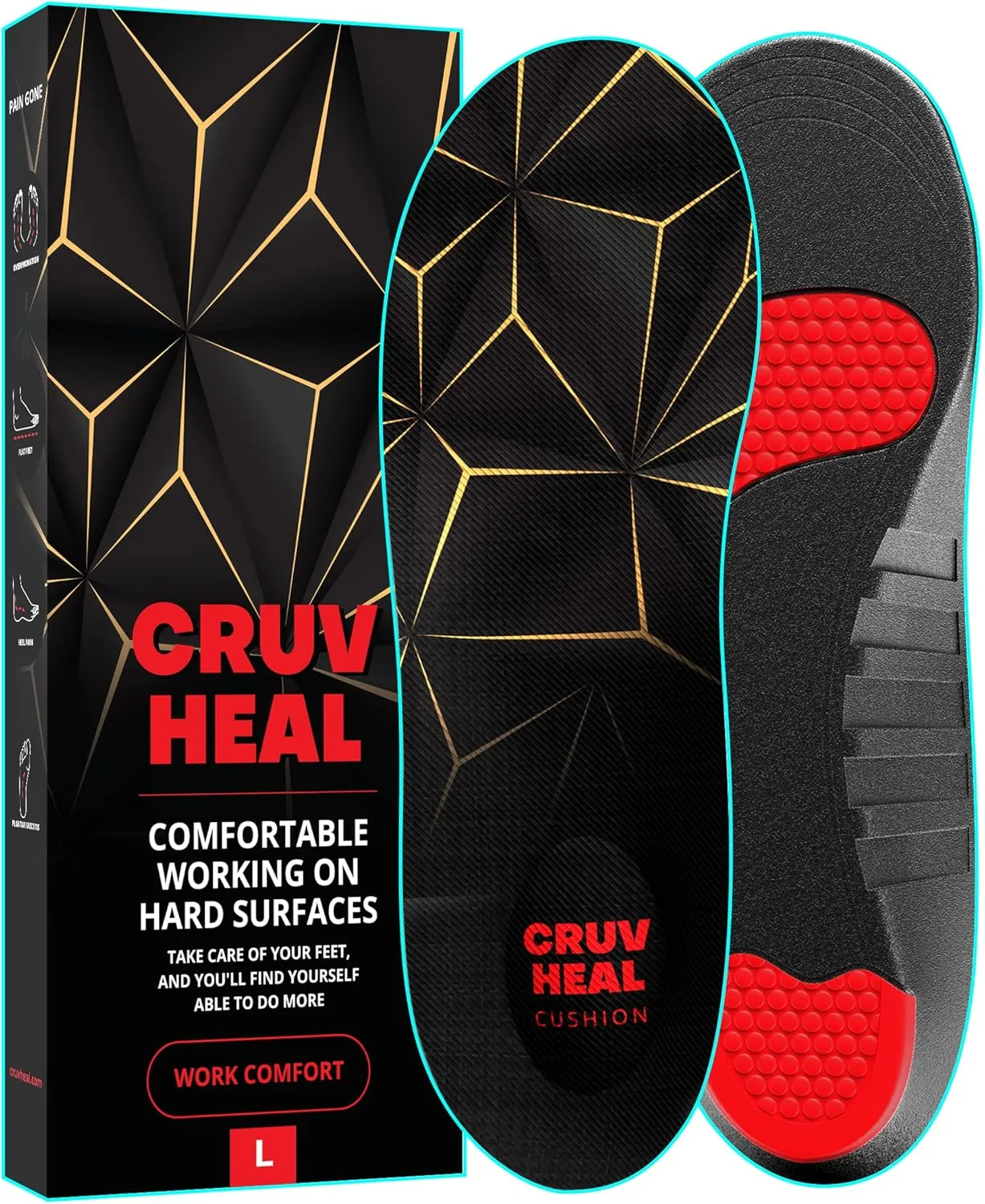 CRUVHEAL Shock-Absorbing Insoles for Foot Pain Relief