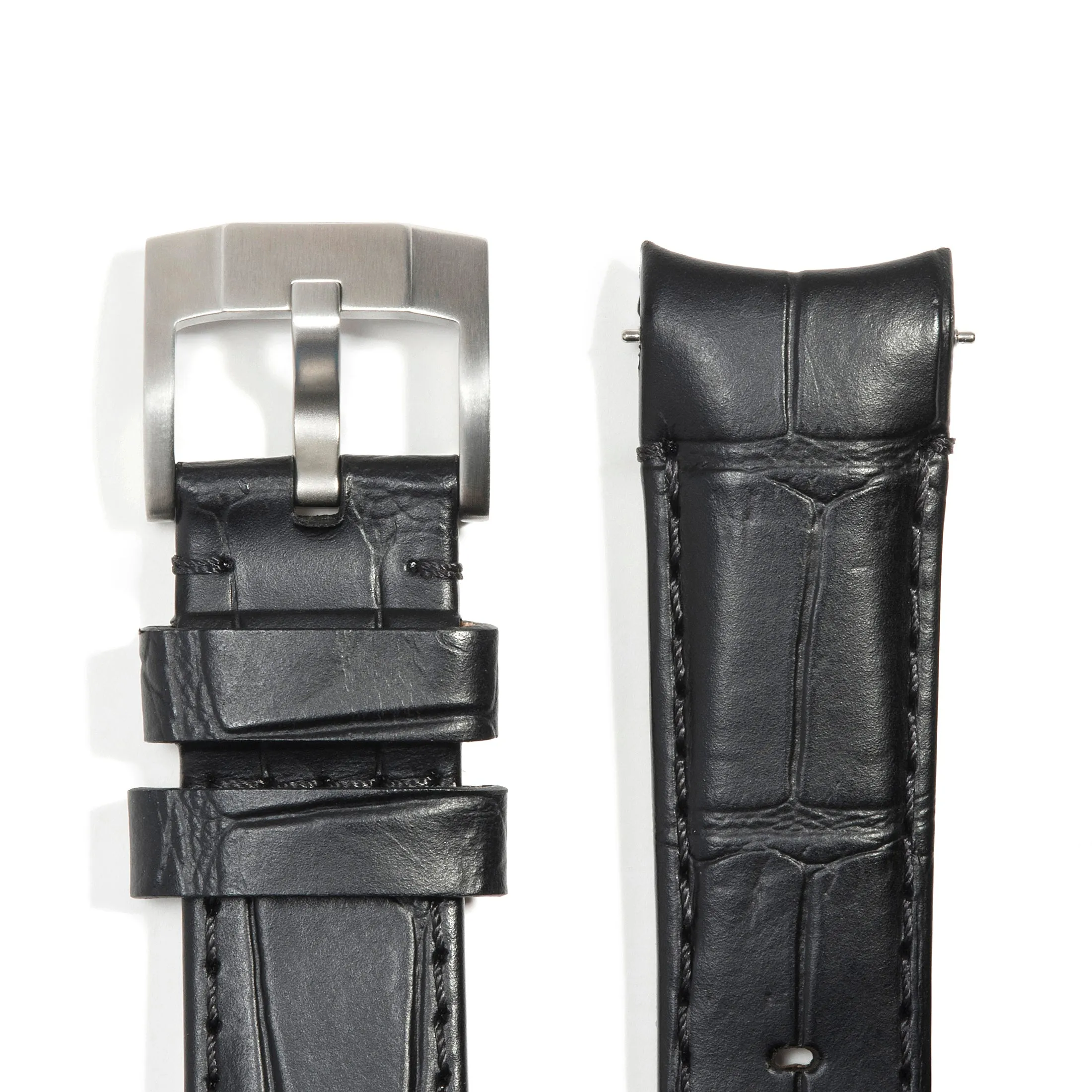 Curved End Leather Strap for Rolex GMT Master II Ceramic with Tang Buckle