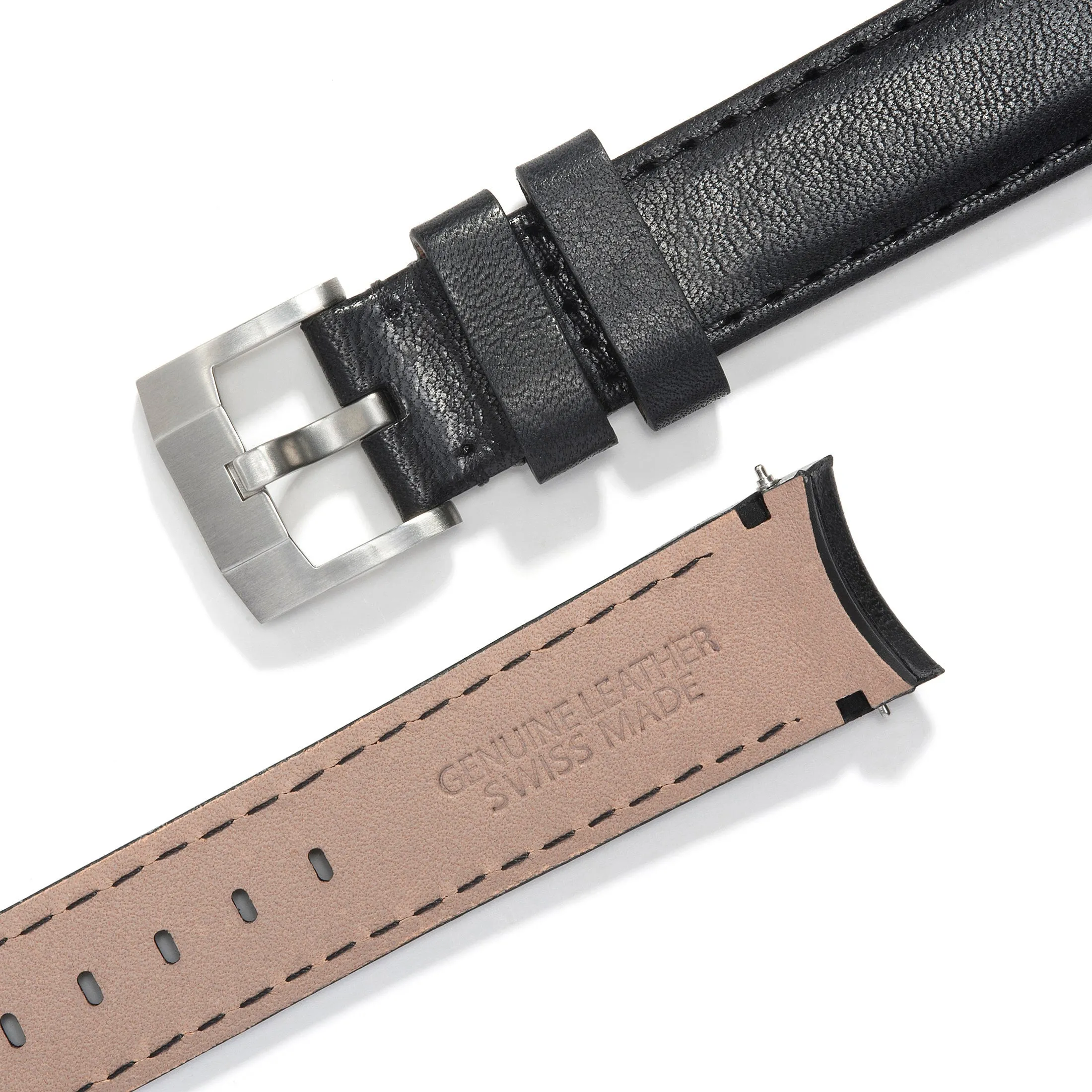 Curved End Leather Strap for Rolex Submariner Ceramic with Tang Buckle