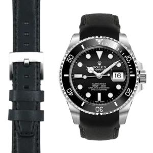Curved End Leather Strap for Rolex Submariner Ceramic with Tang Buckle