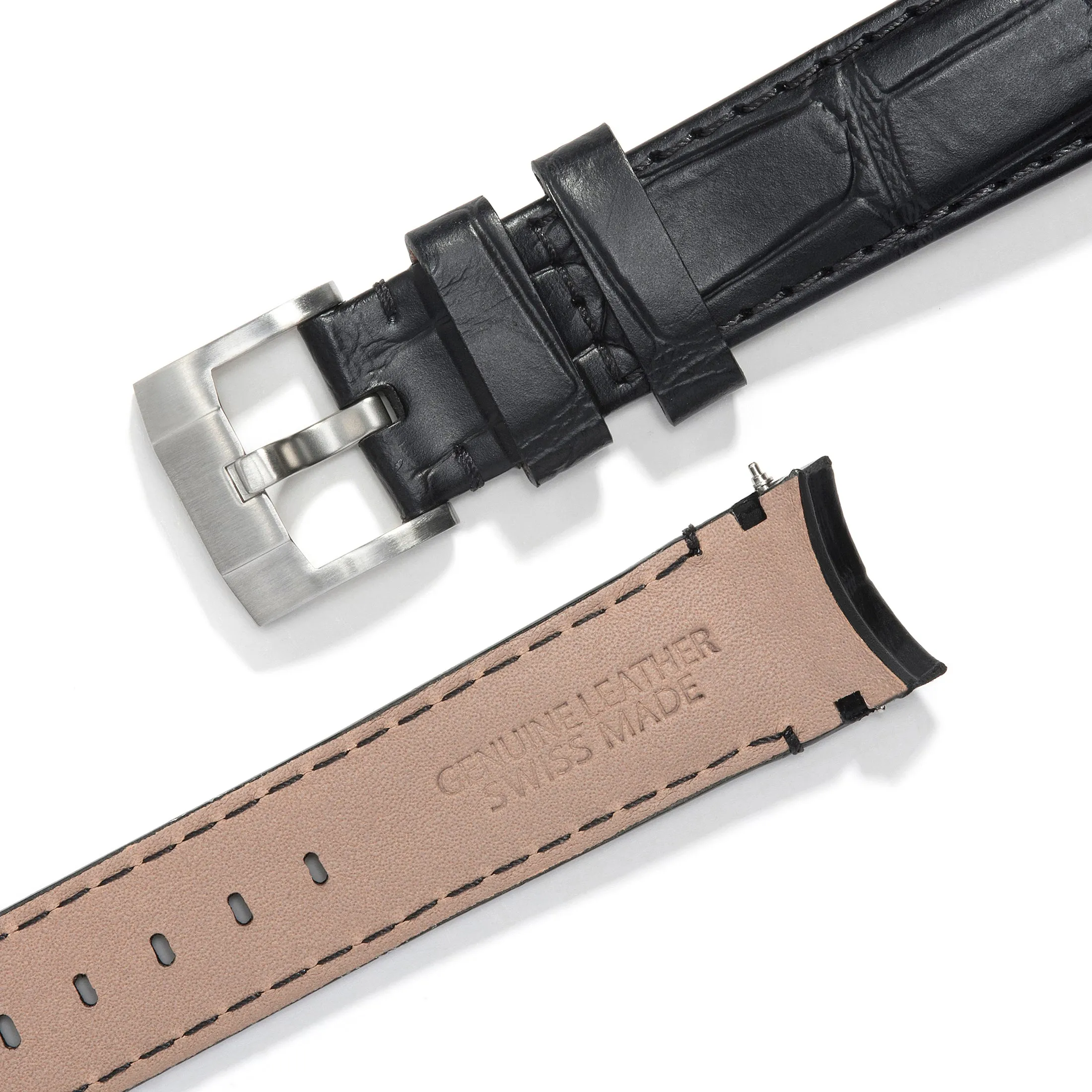 Curved End Leather Strap for Rolex Submariner Ceramic with Tang Buckle