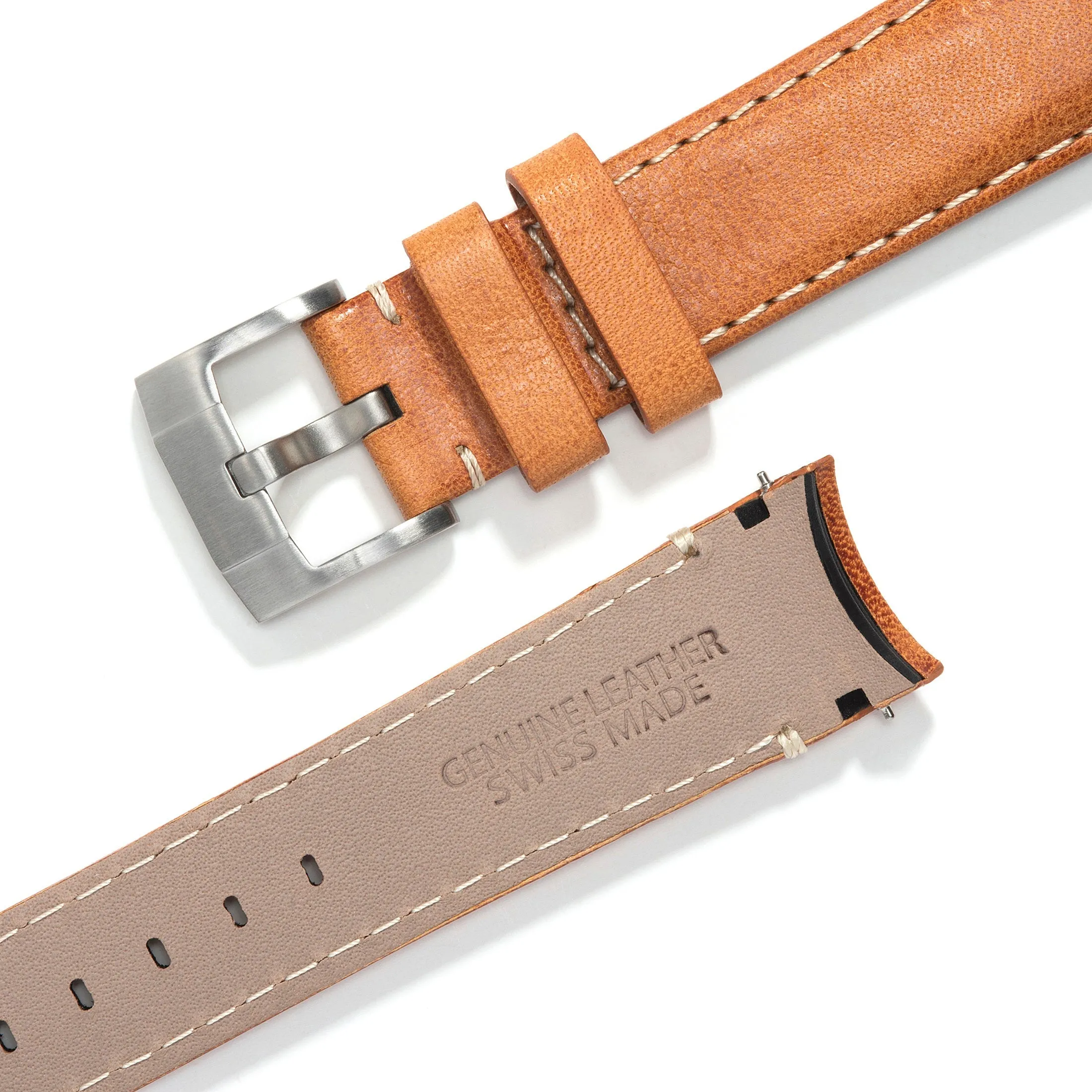 Curved End Leather Strap for Rolex Submariner Ceramic with Tang Buckle