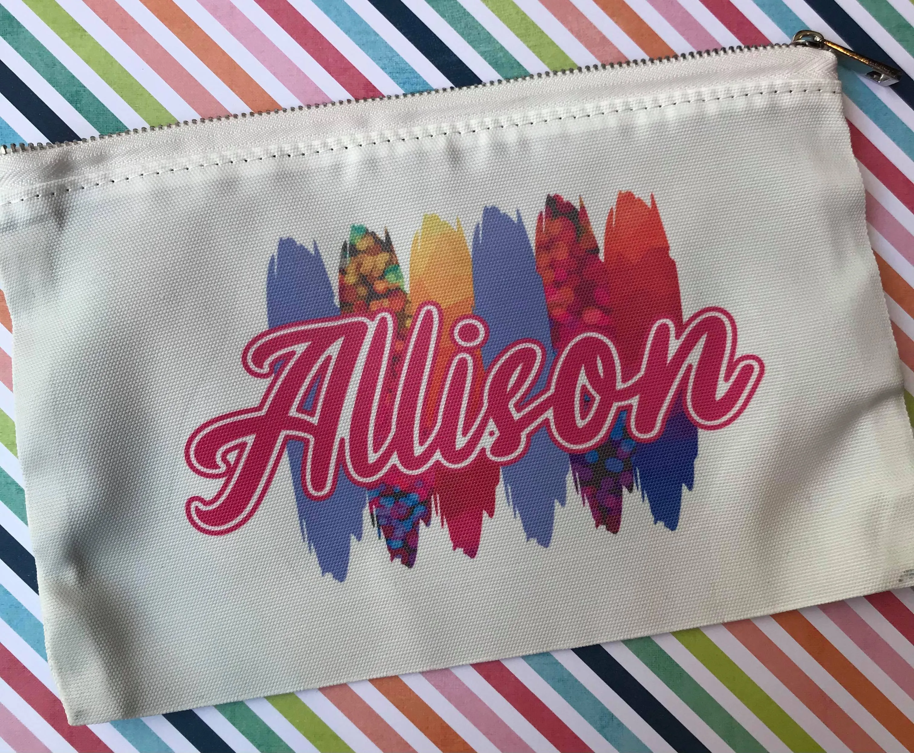 Custom Rainbow Zipper Pouch