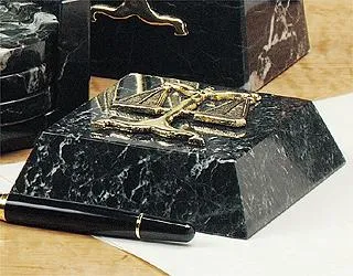Desk Sets - Set of 3 - Bookends, Clock, and Paperweight (Caduceus) - Item #0746D